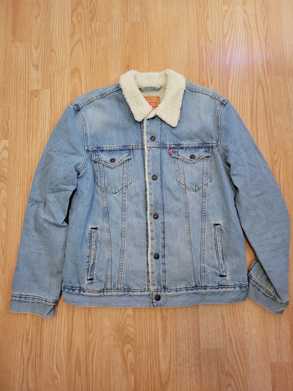 Vintage Levi's Sherpa Trucker Jacket - Light Blue Large